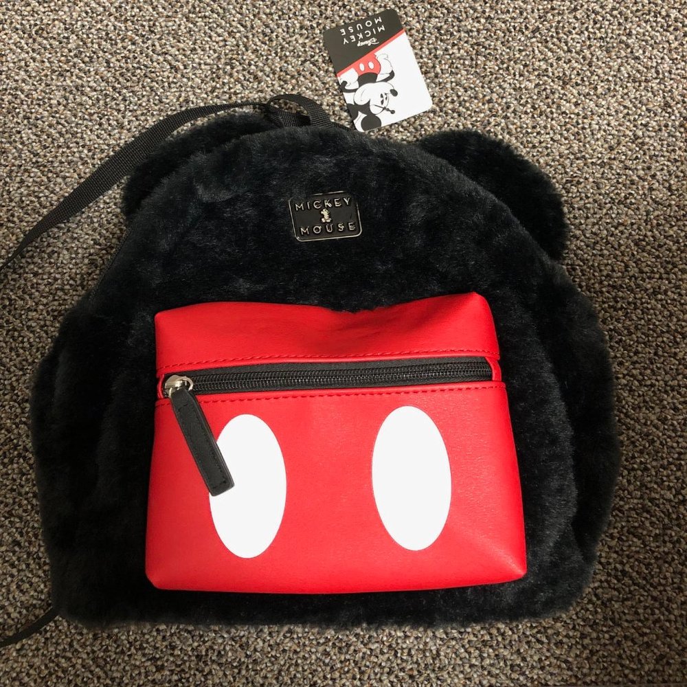 NWT MICKEY MOUSE faux fur backpack with ears! - Picture 1 of 2